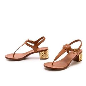 Tory Burch Metal Logo Strap Sandals